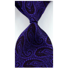 Stropdas zwart blauwpaars Paisley